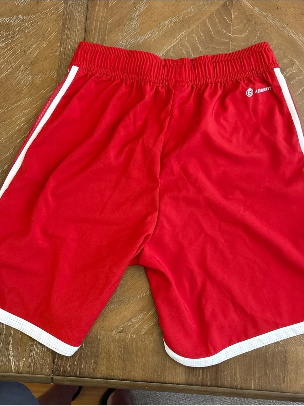 adidas Red Soccer Shorts with White Trim